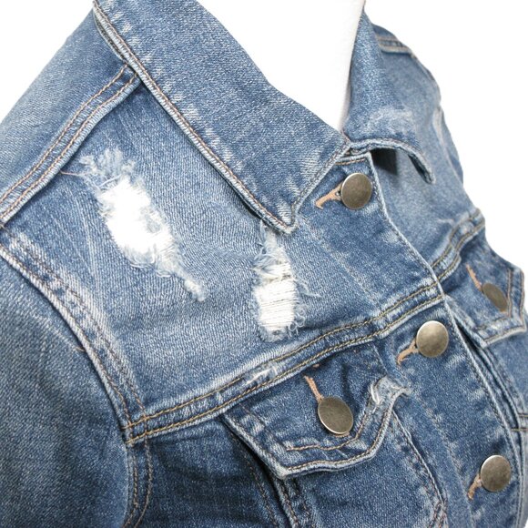 Forever 21 Blue Distressed Denim Jacket Size Small - Picture 2 of 7